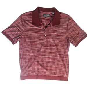 Paisley & Gray Slim Fit Ringer Polo Ribbed Red XL Men's Rayon Blend Golf Shirt